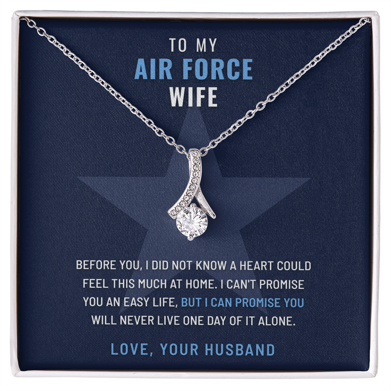 Air Force Wife Ribbon of Hope necklace with Every Year My Favorite message card – The Military Gift