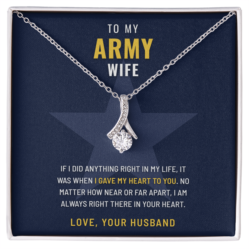 Army Wife Ribbon of Hope necklace with Gave My Heart to You message card – The Military Gift