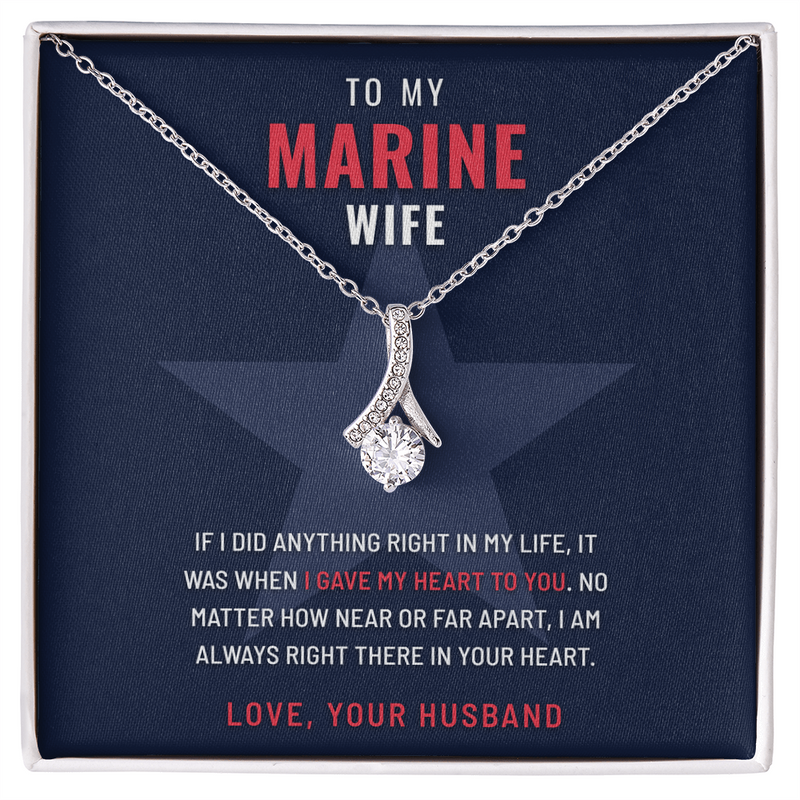 Marine Wife Ribbon of Hope necklace with Gave My Heart to You message card – The Military Gift