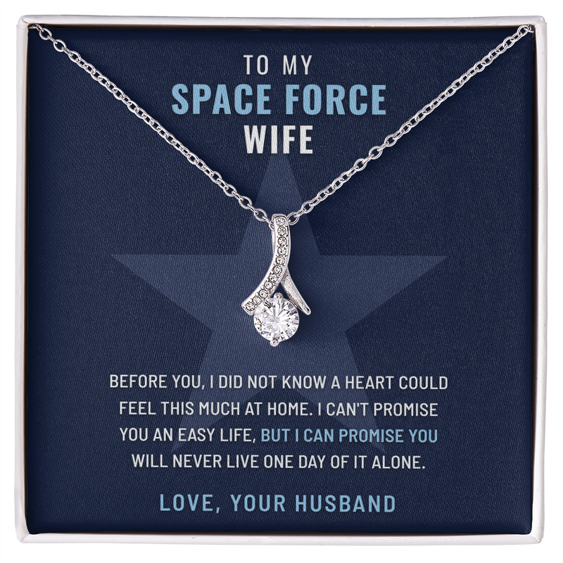 Space Force Wife Ribbon of Hope necklace with Every Year My Favorite message card – The Military Gift