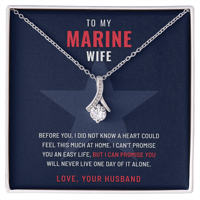 Marine Wife Ribbon of Hope necklace with Every Year My Favorite message card – The Military Gift