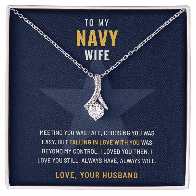 Navy Wife Ribbon of Hope necklace with You and Only Ever You message card – The Military Gift