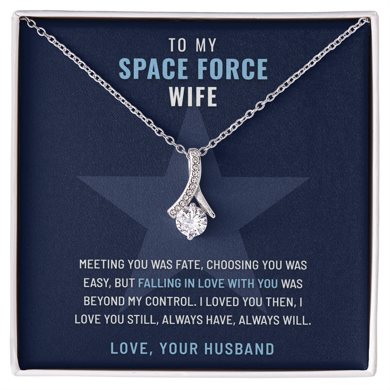 Space Force Wife Ribbon of Hope necklace with You and Only Ever You message card – The Military Gift