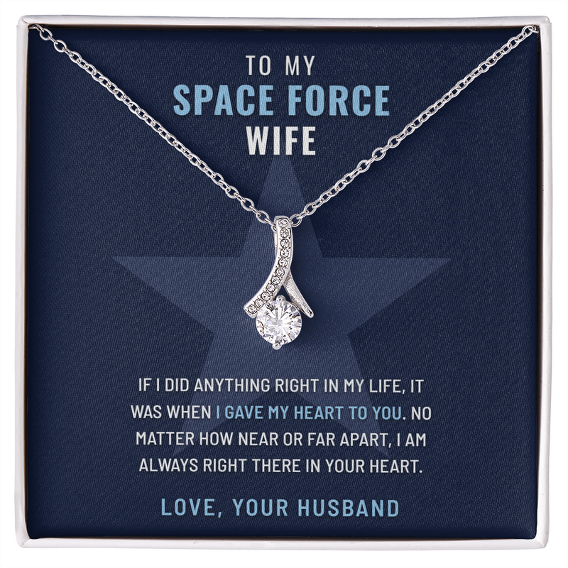 Space Force Wife Ribbon of Hope necklace with Gave My Heart to You message card – The Military Gift