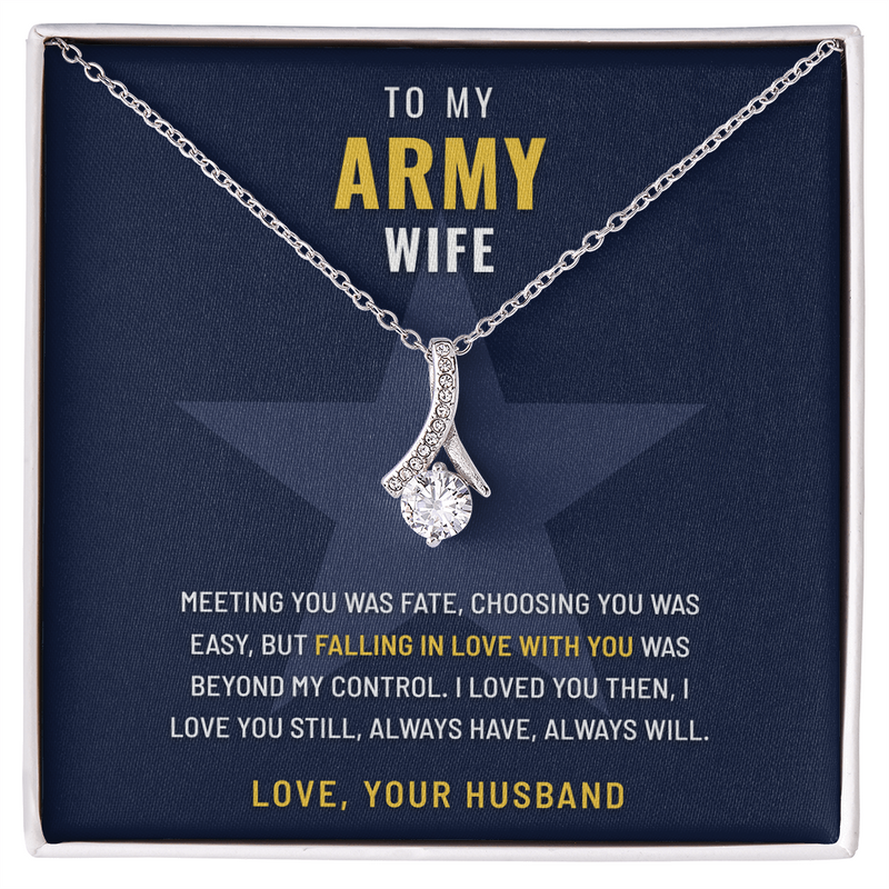 Army Wife Ribbon of Hope necklace with You and Only Ever You message card – The Military Gift