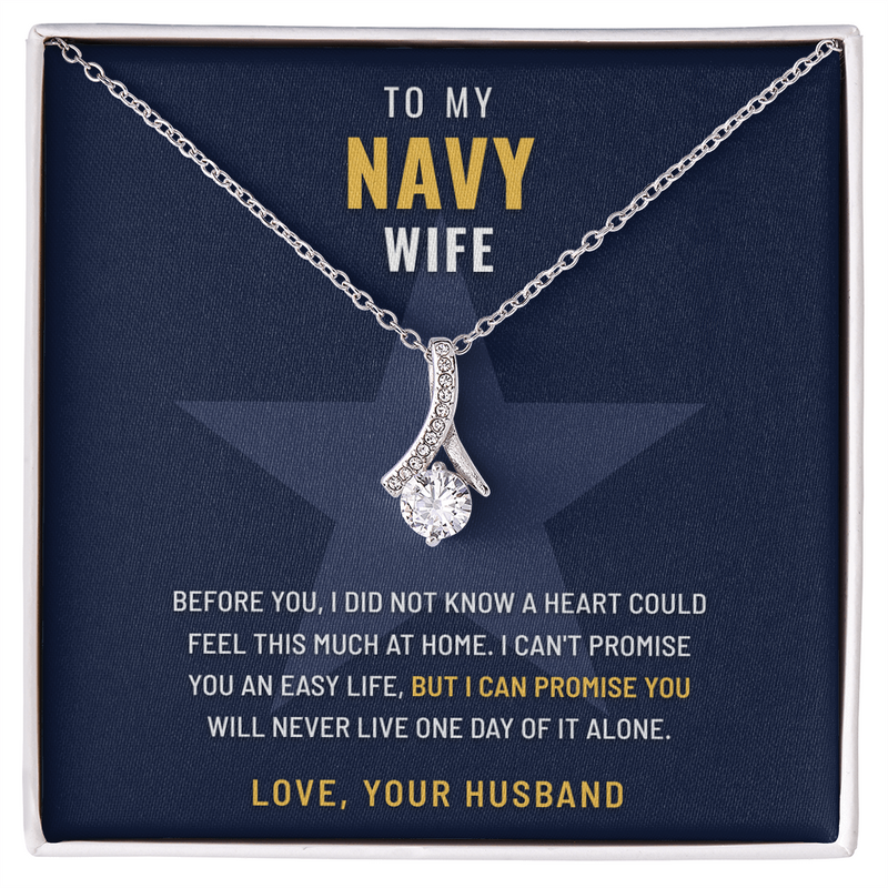 Navy Wife Ribbon of Hope necklace with Every Year My Favorite message card – The Military Gift