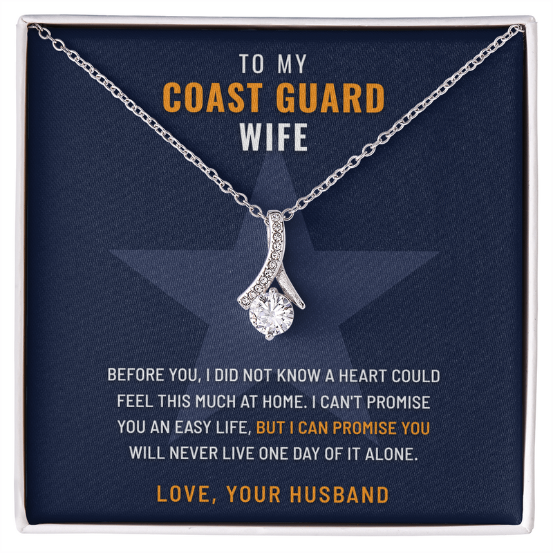 Coast Guard Wife Ribbon of Hope necklace with Every Year My Favorite message card – The Military Gift