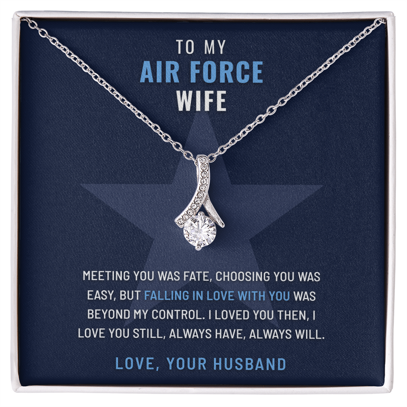Air Force Wife Ribbon of Hope necklace with You and Only Ever You message card – The Military Gift