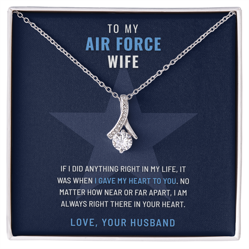 Air Force Wife Ribbon of Hope necklace with Gave My Heart to You message card – The Military Gift