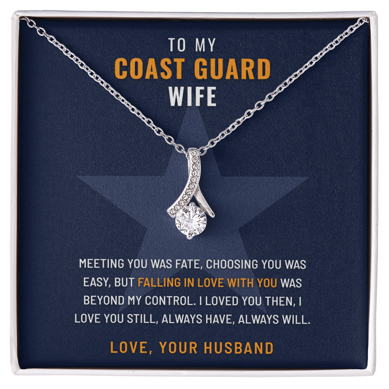Coast Guard Wife Ribbon of Hope necklace with You and Only Ever You message card – The Military Gift