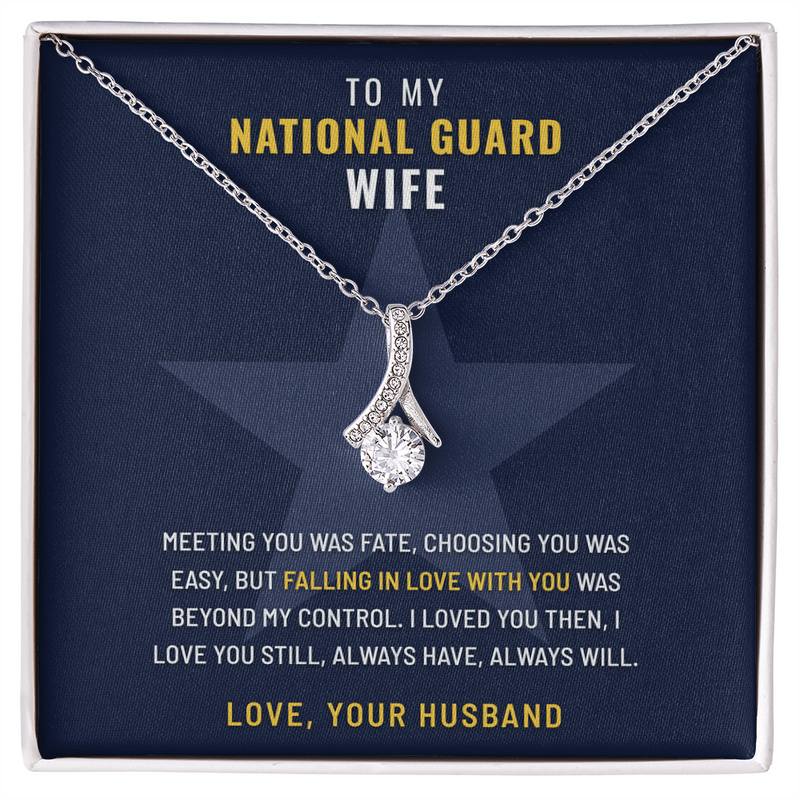 National Guard Wife Ribbon of Hope necklace with You and Only Ever You message card – The Military Gift