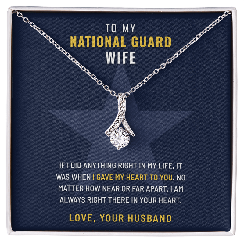 National Guard Wife Ribbon of Hope necklace with Gave My Heart to You message card – The Military Gift