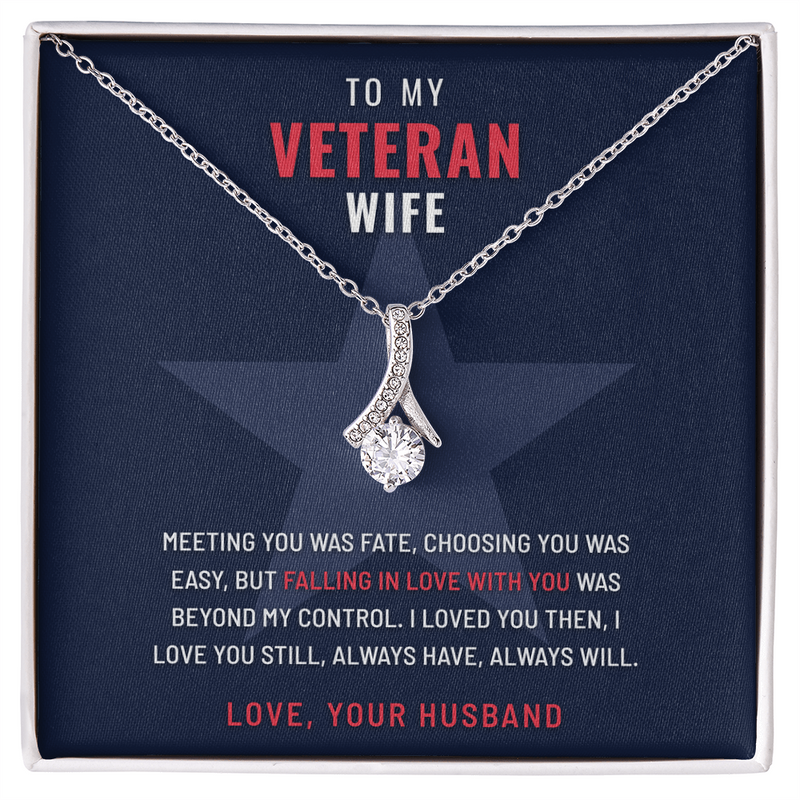 Veteran Wife Ribbon of Hope necklace with You and Only Ever You message card – The Military Gift