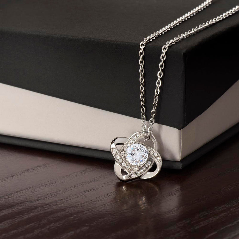 Love knot cubic zirconia necklace, a military spouse gift