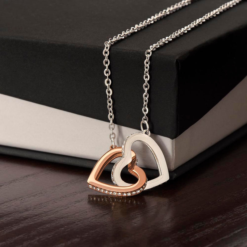 Interlocking hearts necklace, a military couple gift