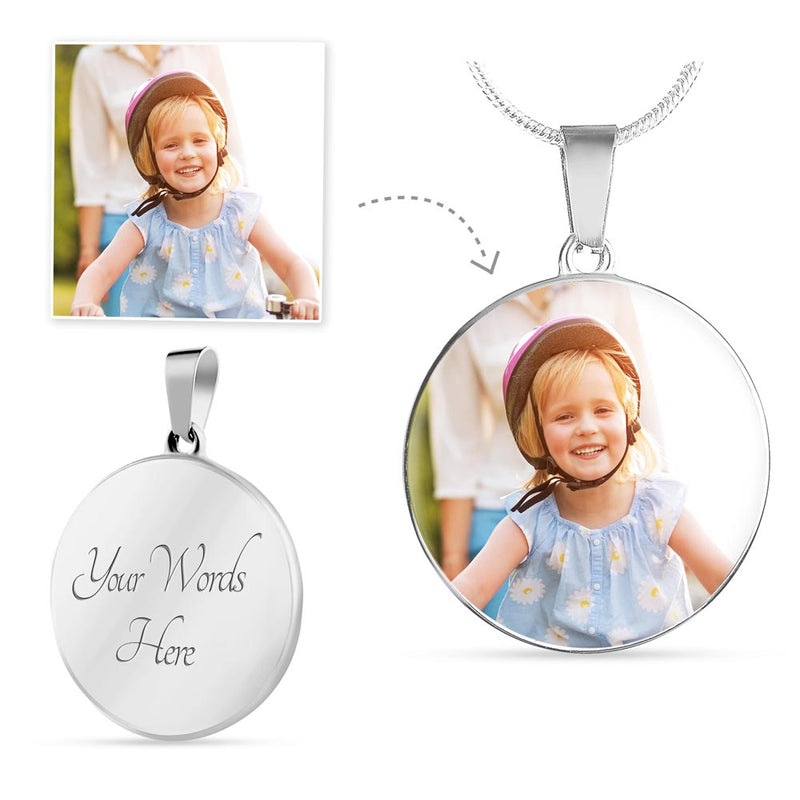 Custom round photo necklace, a military keepsake